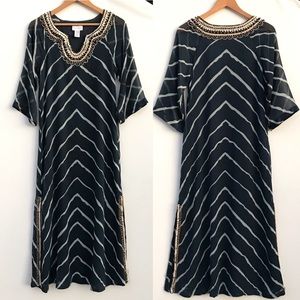 Soft Surroundings navy tie dye maxi beaded collar